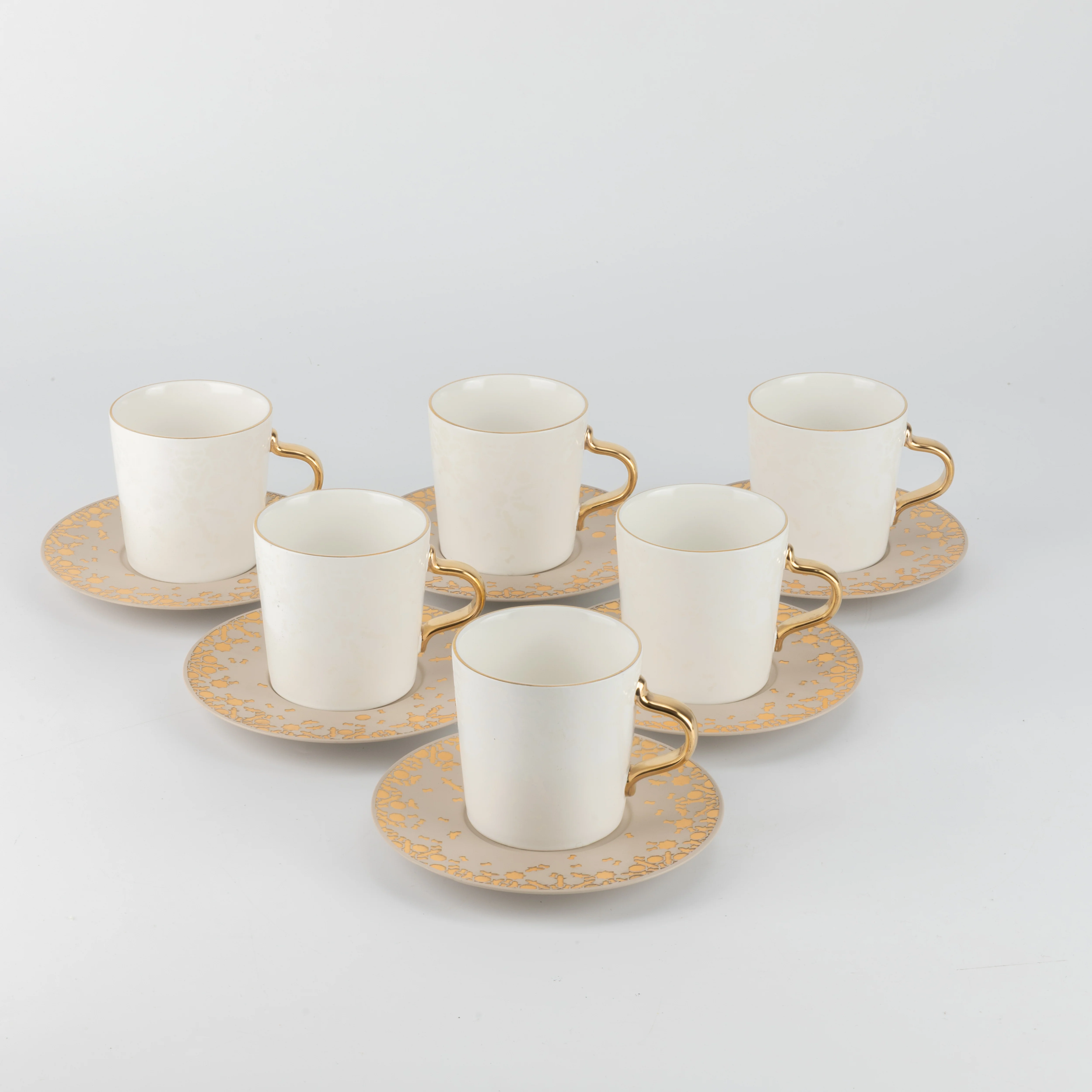 Nourhan - Cappuccino Set (12-Pc) - Beige & Gold - Image 4