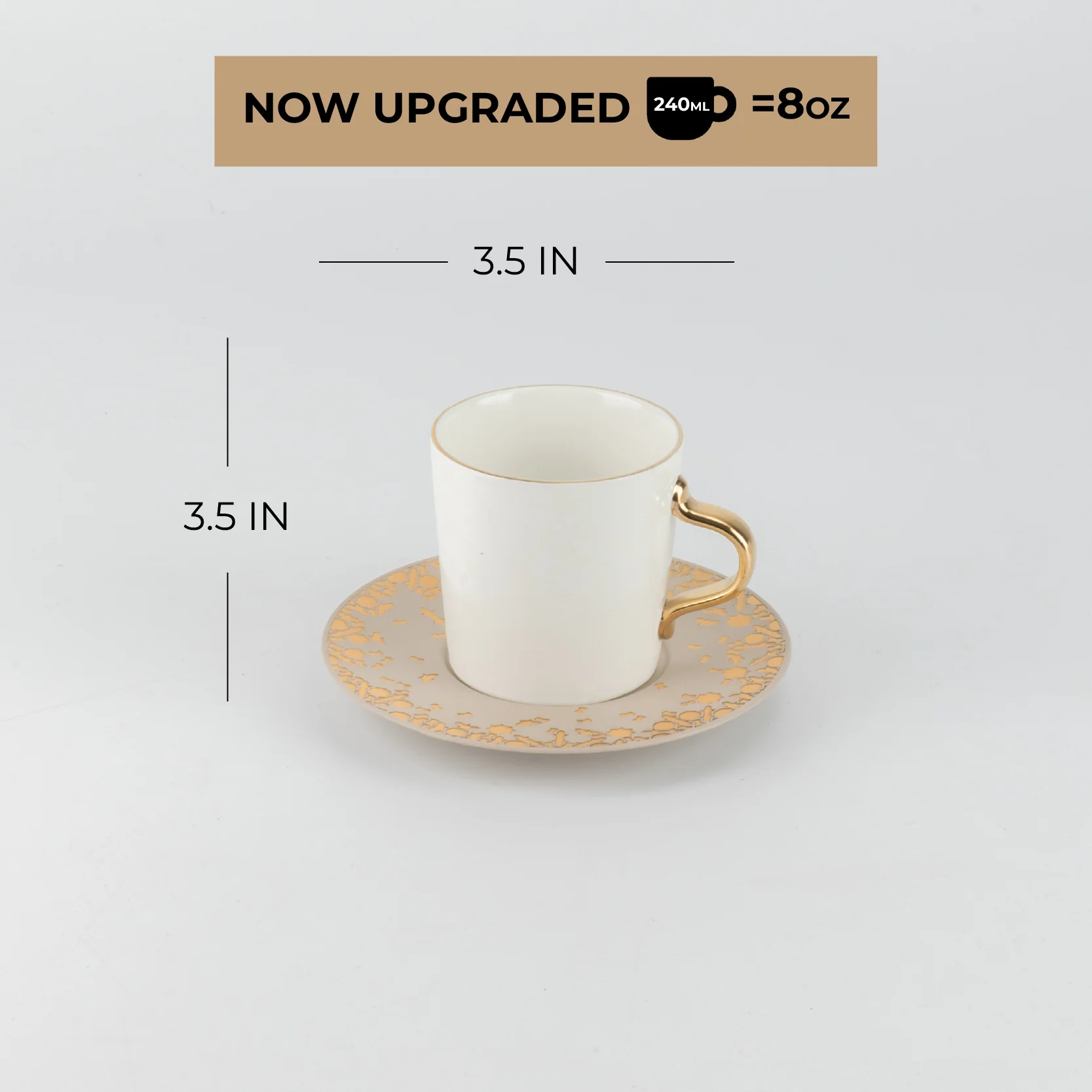 Nourhan - Cappuccino Set (12-Pc) - Beige & Gold - Image 6