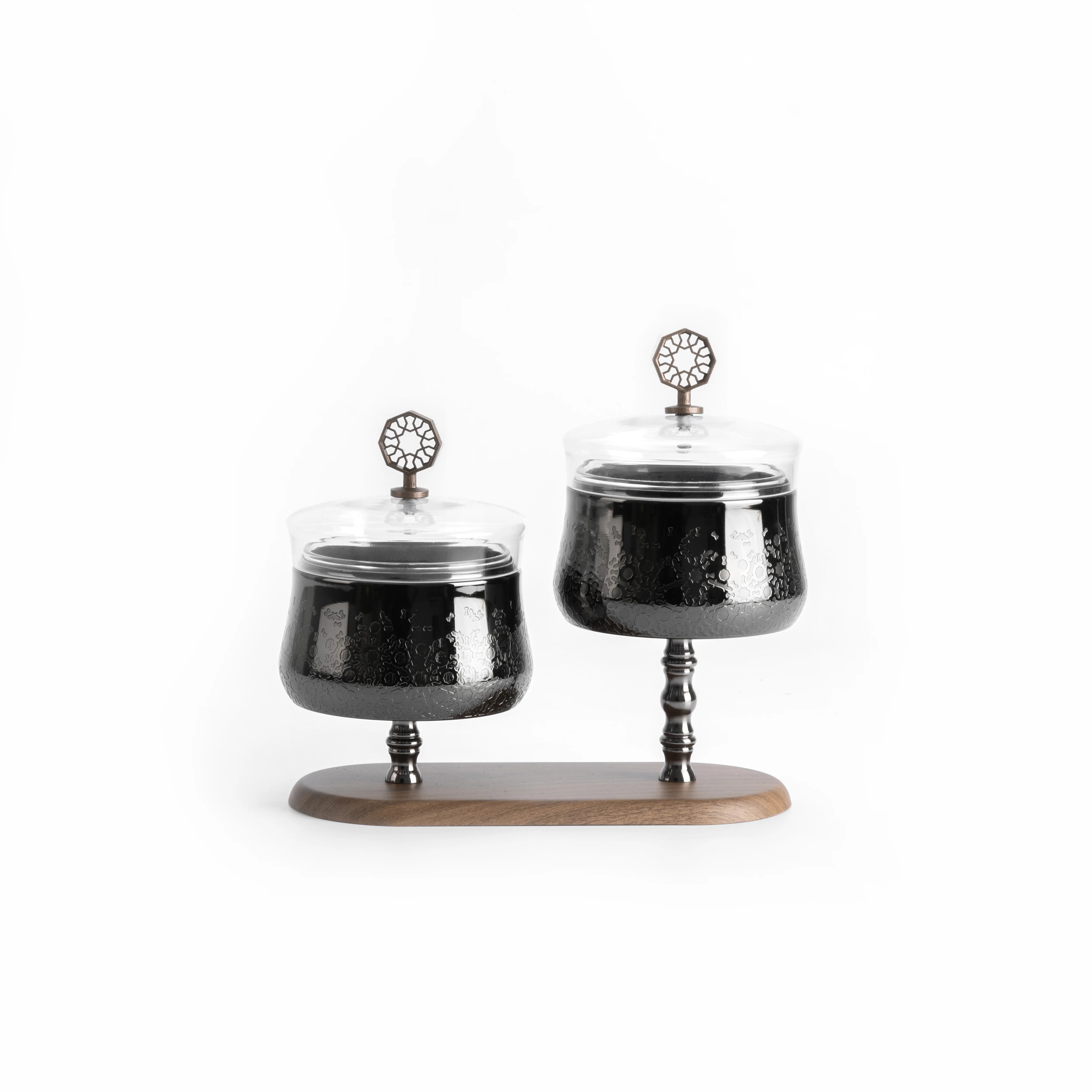Nourhan - Dual Bowl Serving Set - Black Walnut - Image 3