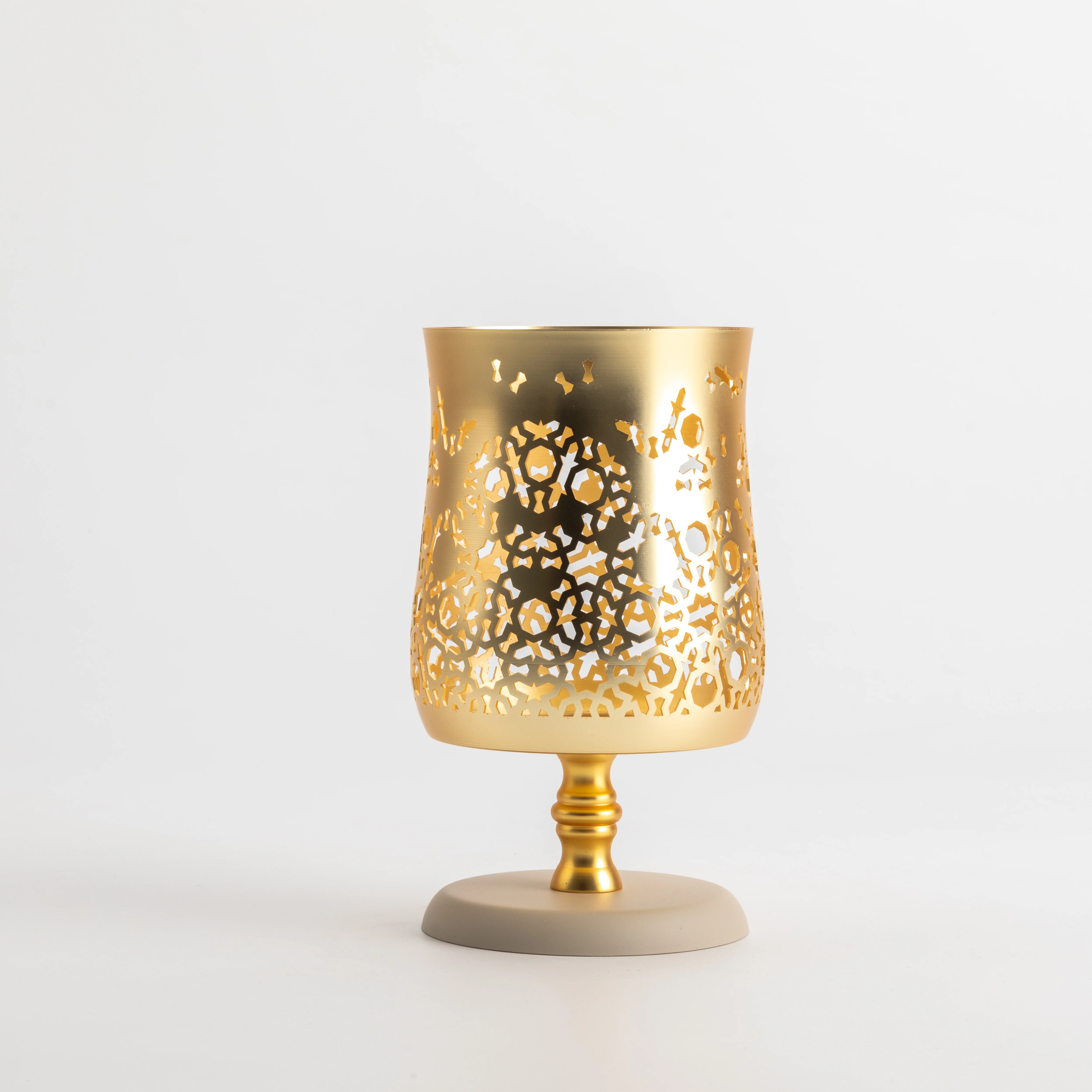Nourhan - Large Candle Holder - Gold & Beige - Image 5