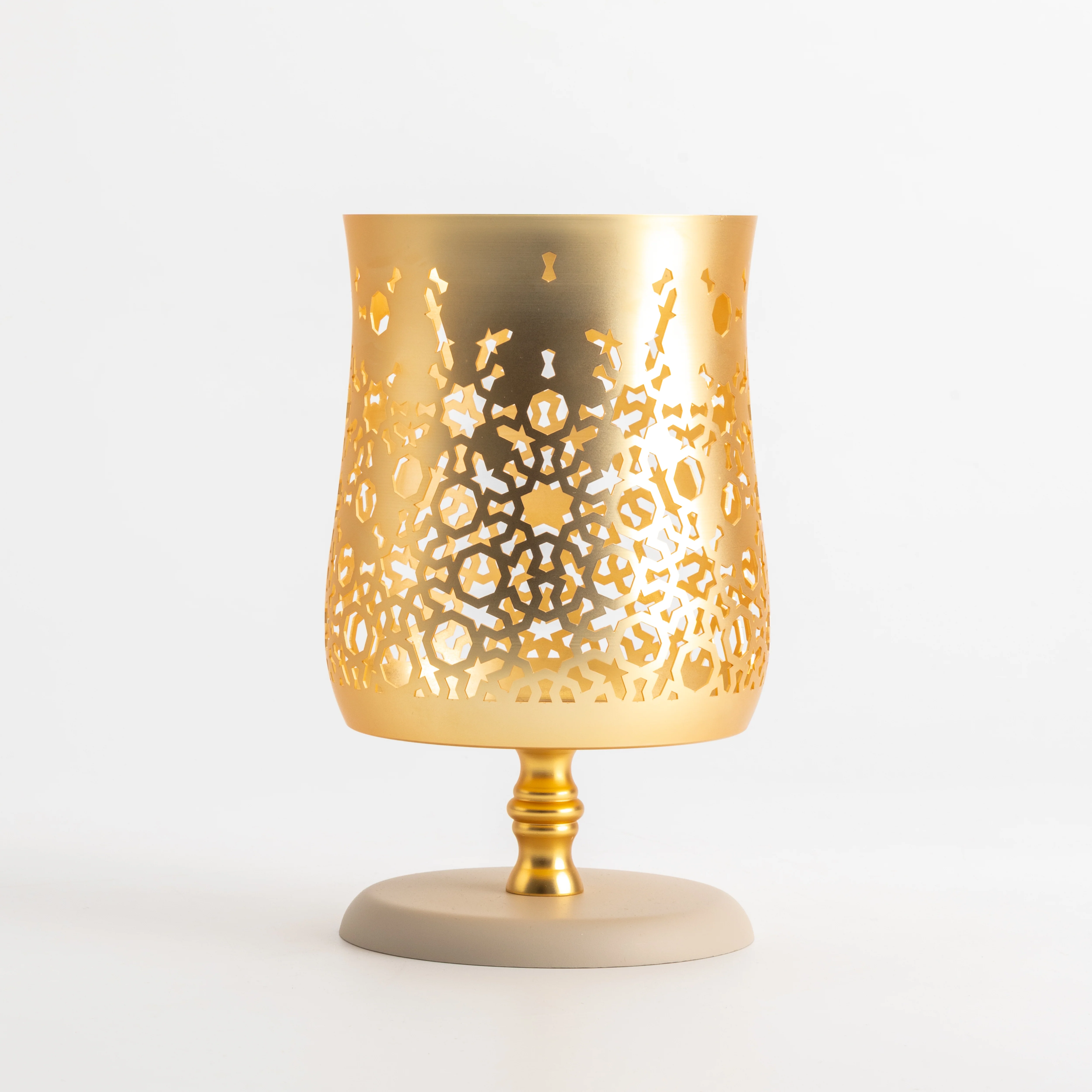 Nourhan - Large Candle Holder - Gold & Beige - Image 6