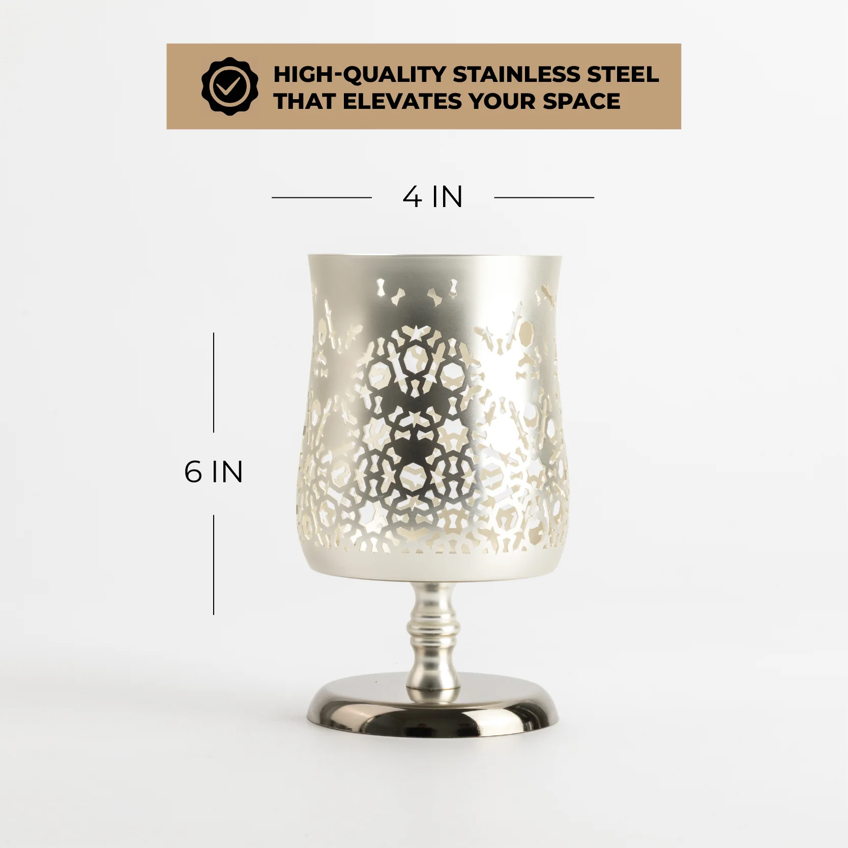 Nourhan - Medium Candle Holder - Silver - Image 3