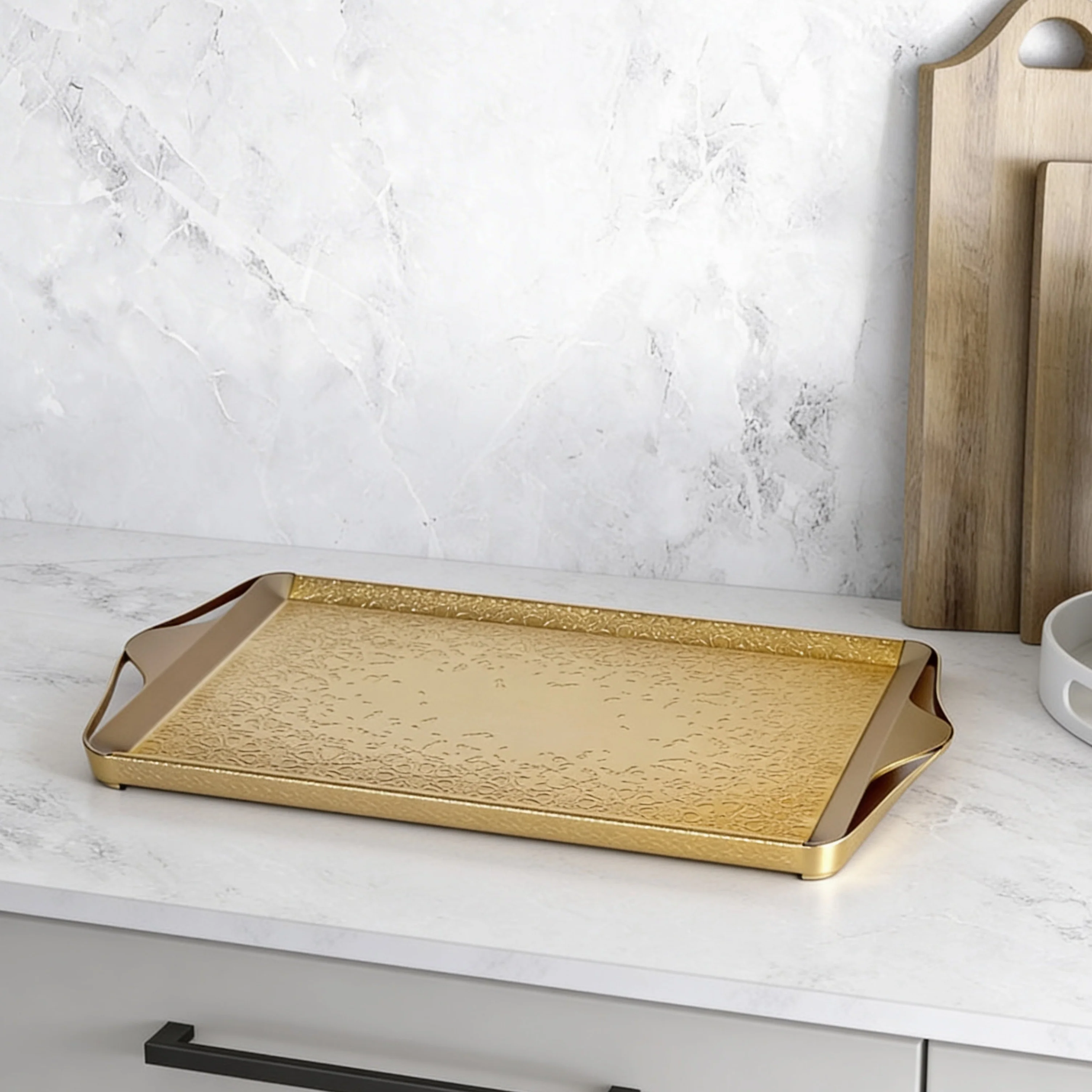 Nourhan- Serving Tray - Gold & Beige - Image 5
