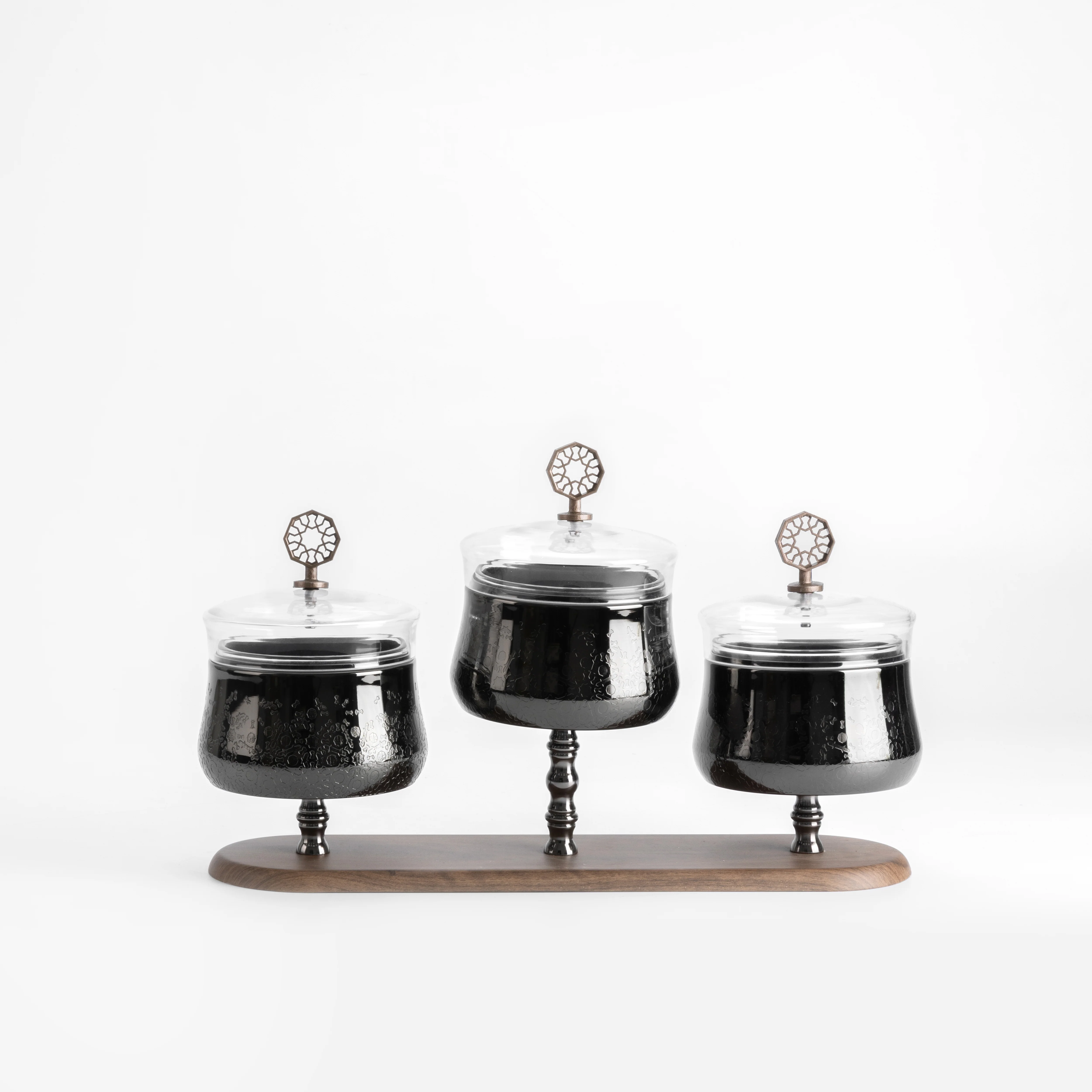 Nourhan - Triple Bowl Serving Set - Black Walnut - Image 4