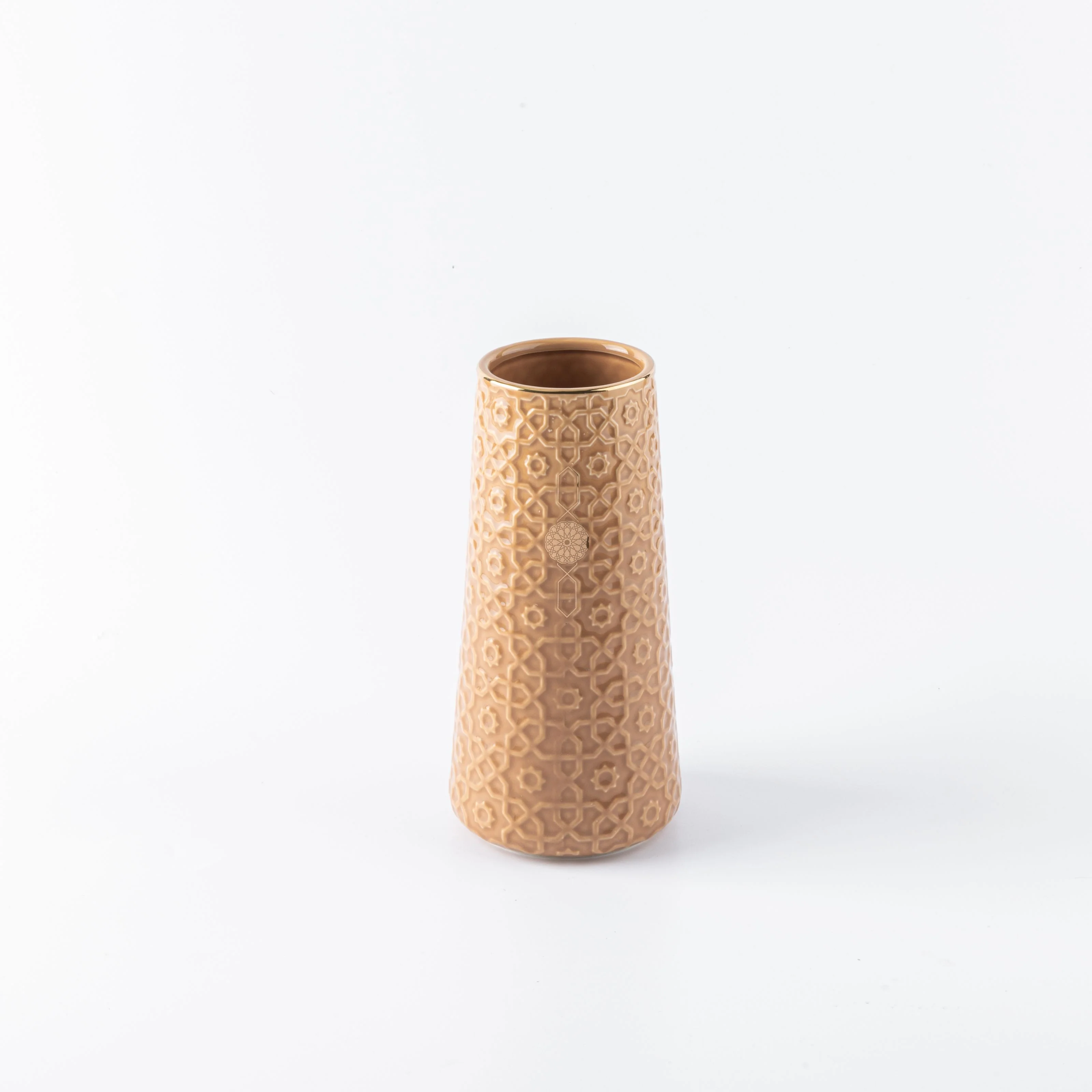 Rosette - Medium Decorative Vase - Orange & Gold - Image 3
