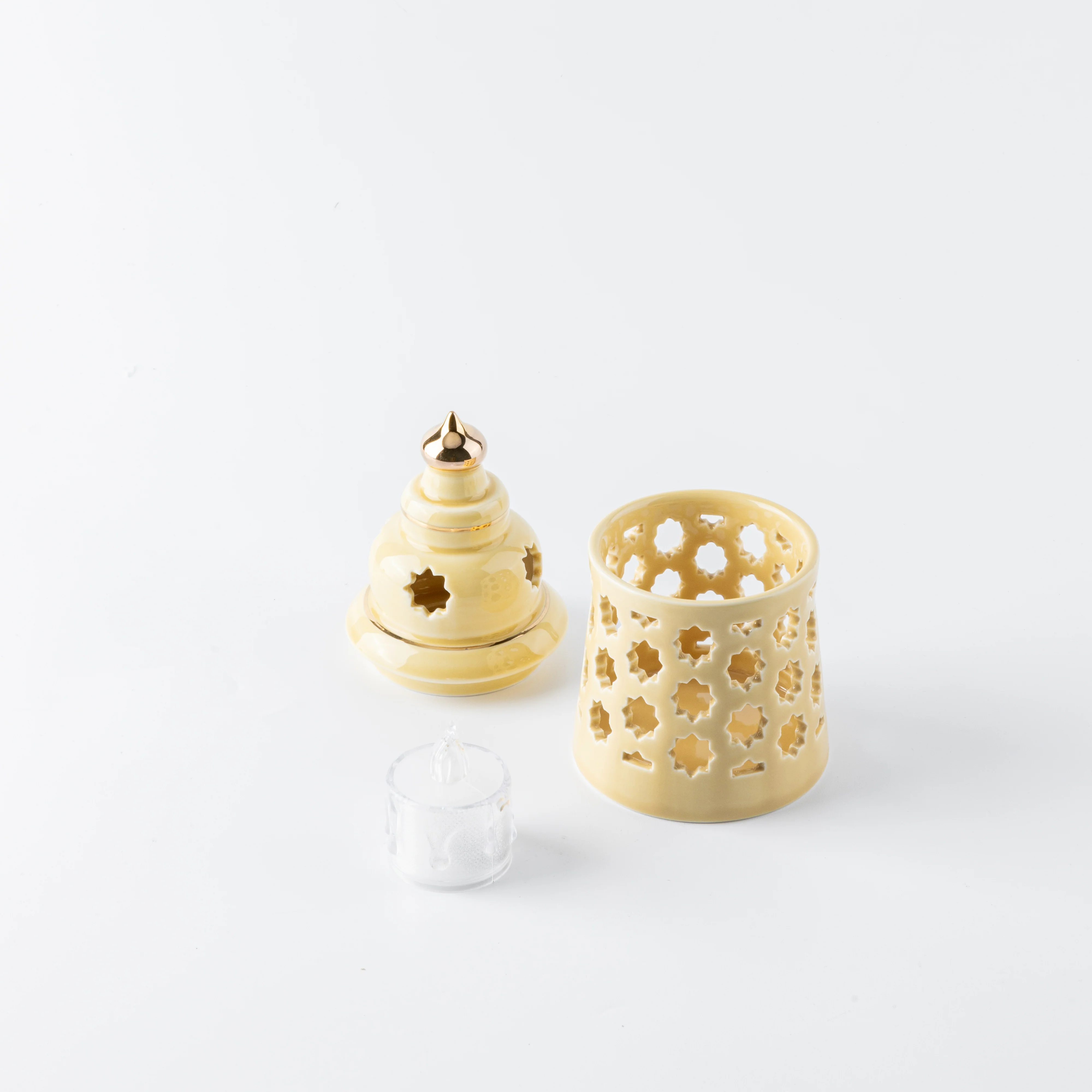 Rosette - Small Candle Holder - Ivory & Gold - Image 4