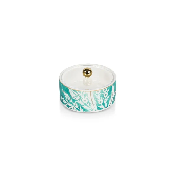 Tolipa - Small Decorative Canister - Green & Gold - Image 4