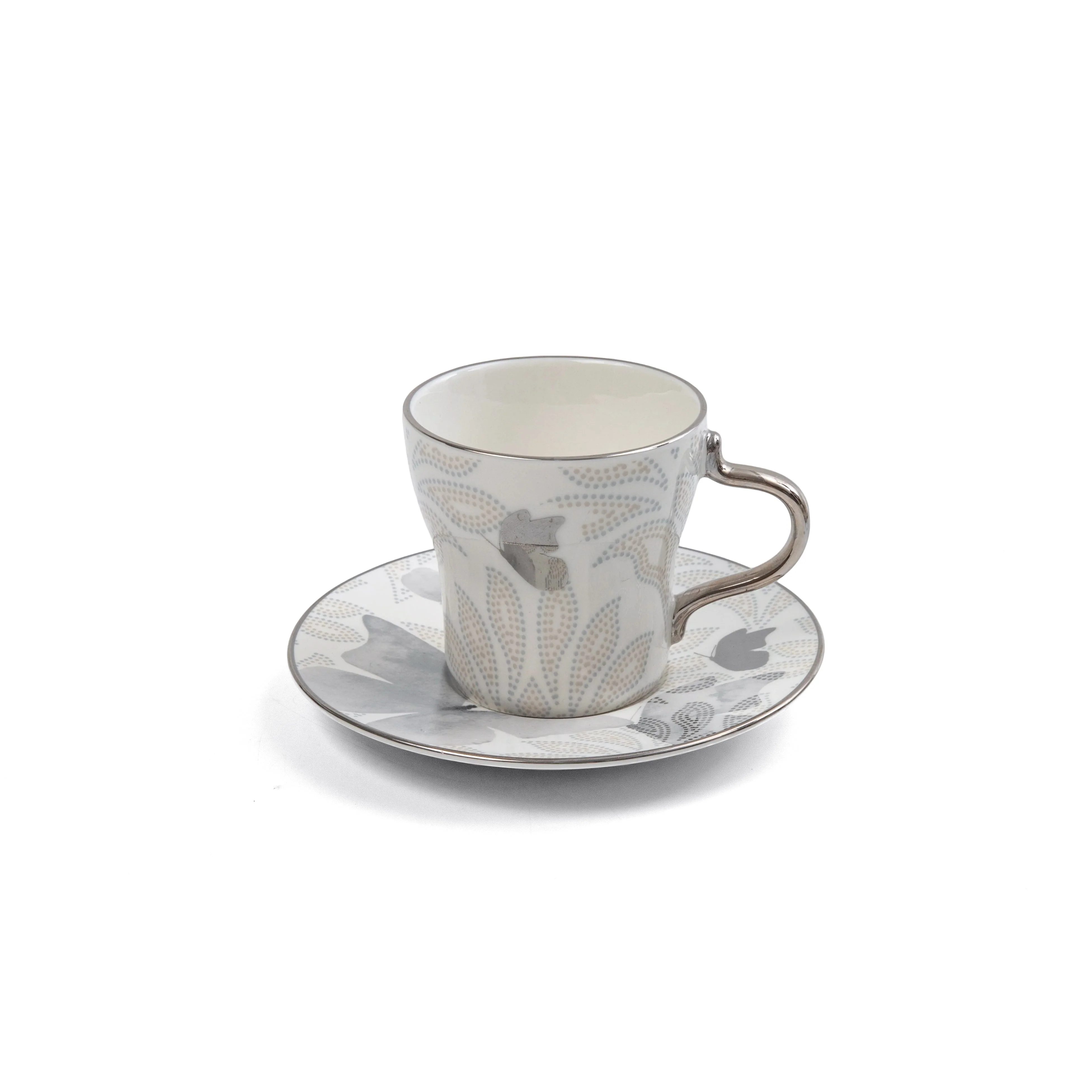 Veloura - Cappuccino Set (12-Pc) - Grey & Silver - Image 4