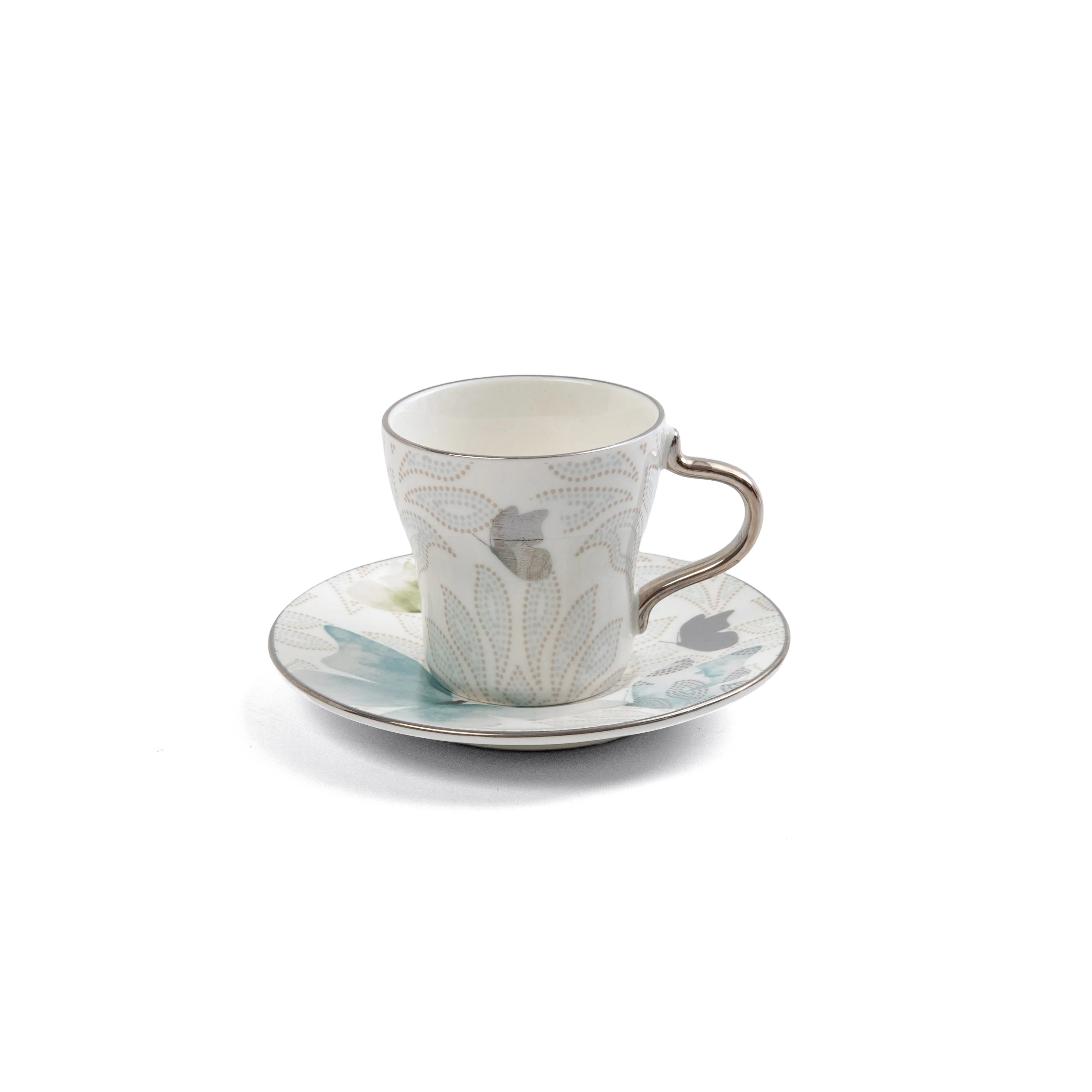 Veloura - Espresso/Turkish Coffee Set (12-Pc) - Blue & Silver - Image 4