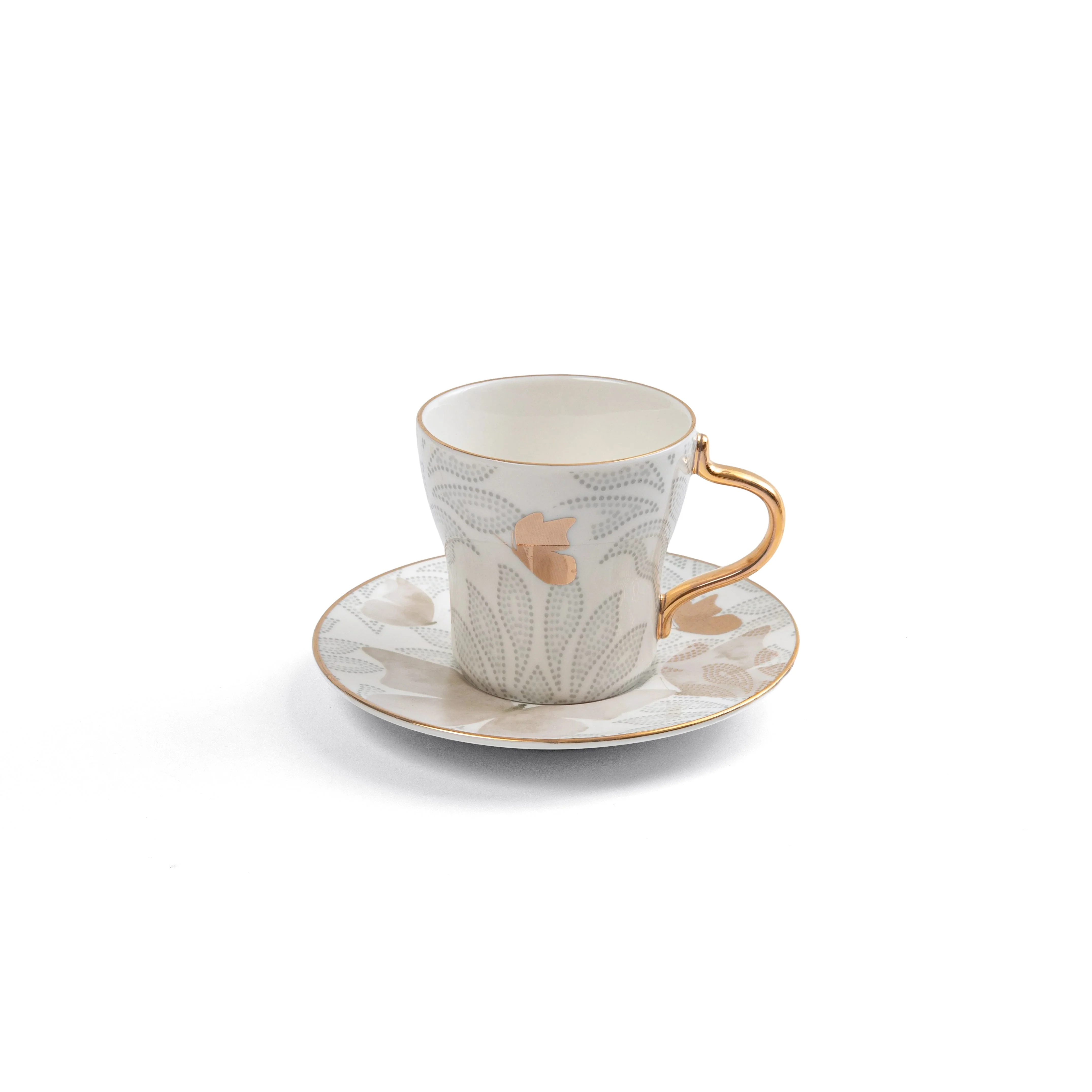 Veloura - Espresso/Turkish Coffee Set (12-Pc) - Brown & Gold - Image 3