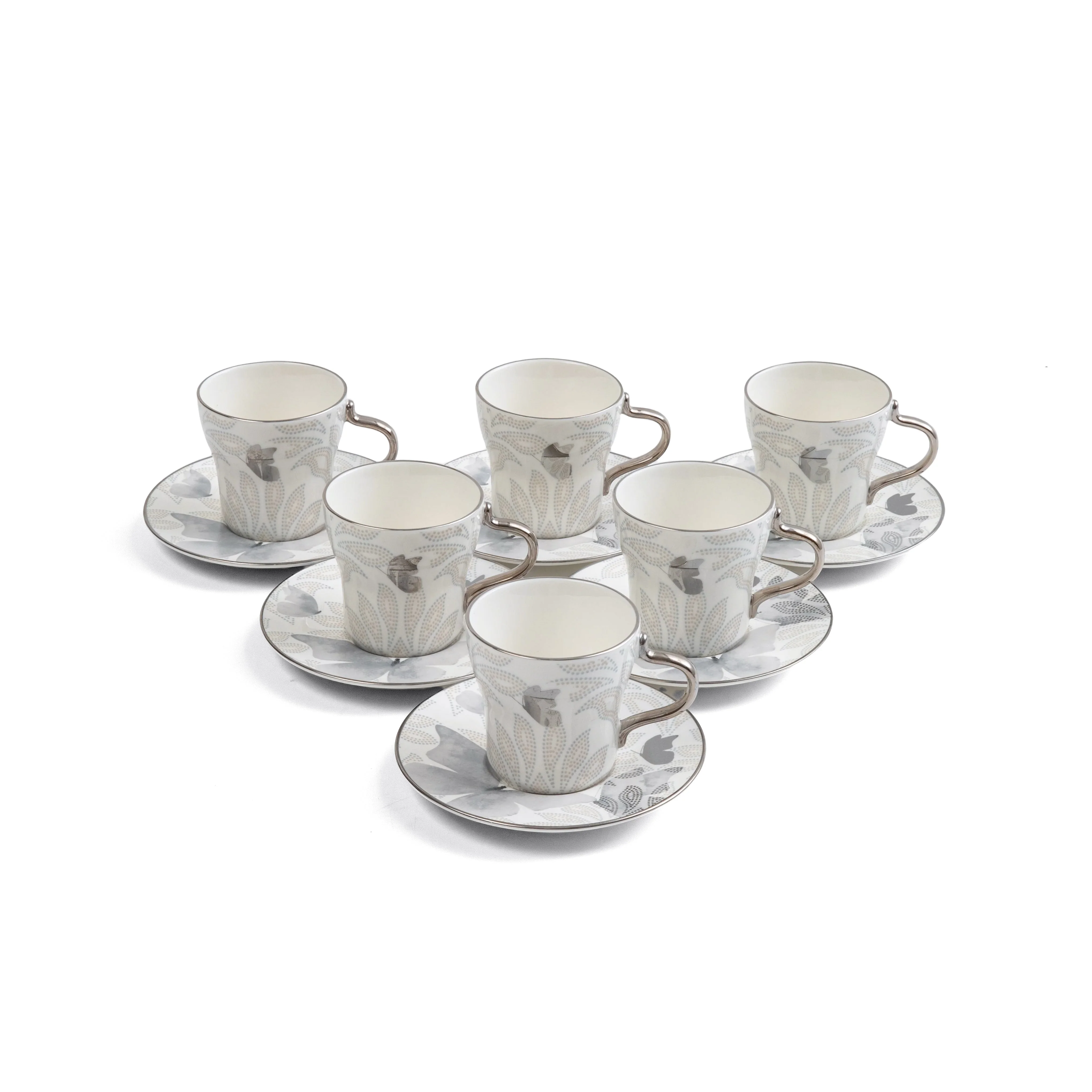 Veloura - Espresso/Turkish Coffee Set (12-Pc) - Grey & Silver - Image 3