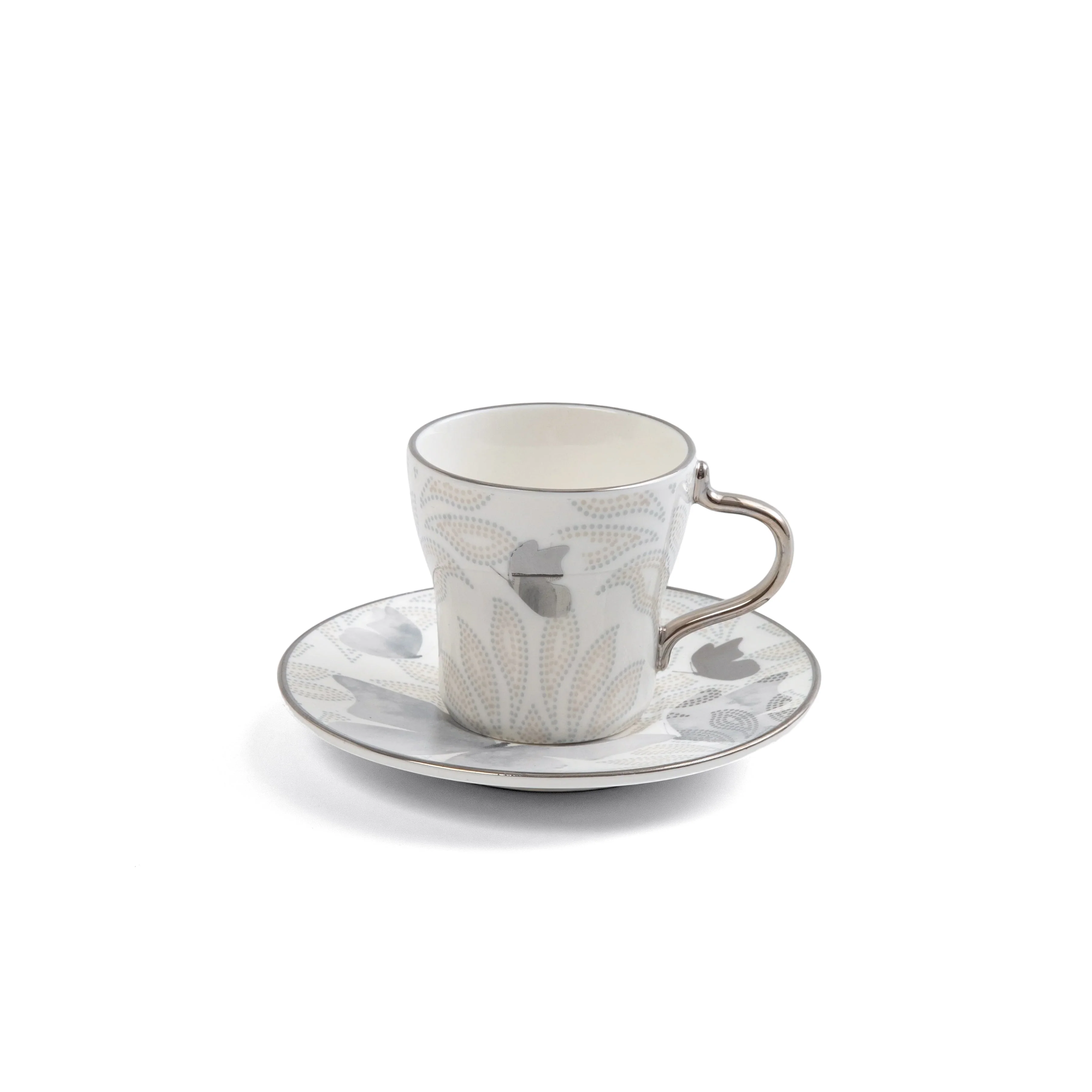 Veloura - Espresso/Turkish Coffee Set (12-Pc) - Grey & Silver - Image 4